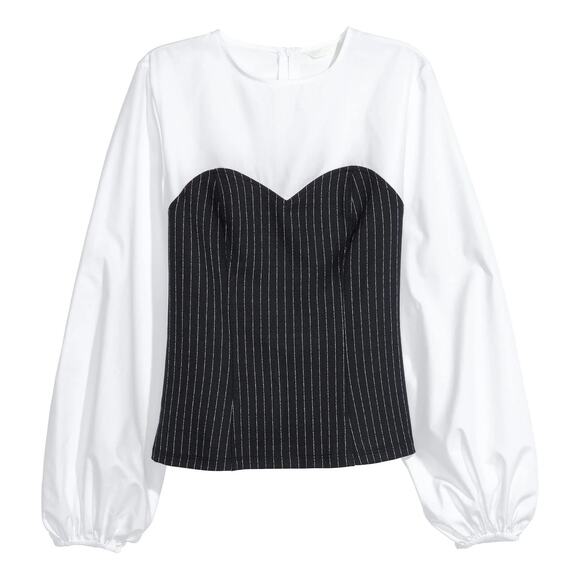 H & M WOMENS BLOUSE FITTED ZIPPER SIZE 12 - Picture 1 of 8